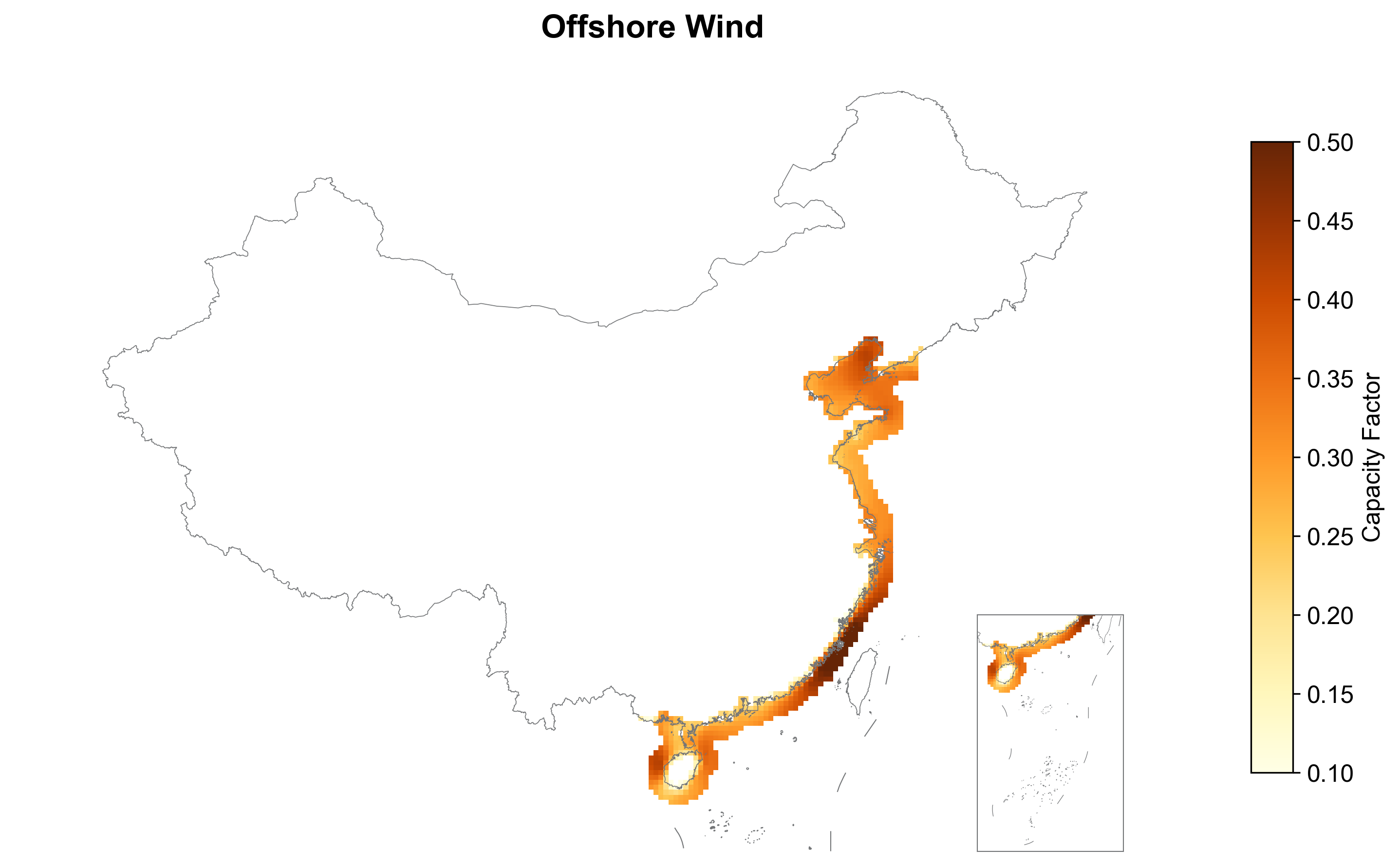 China Hourly Offshore Wind Profiles (2015): data visualization