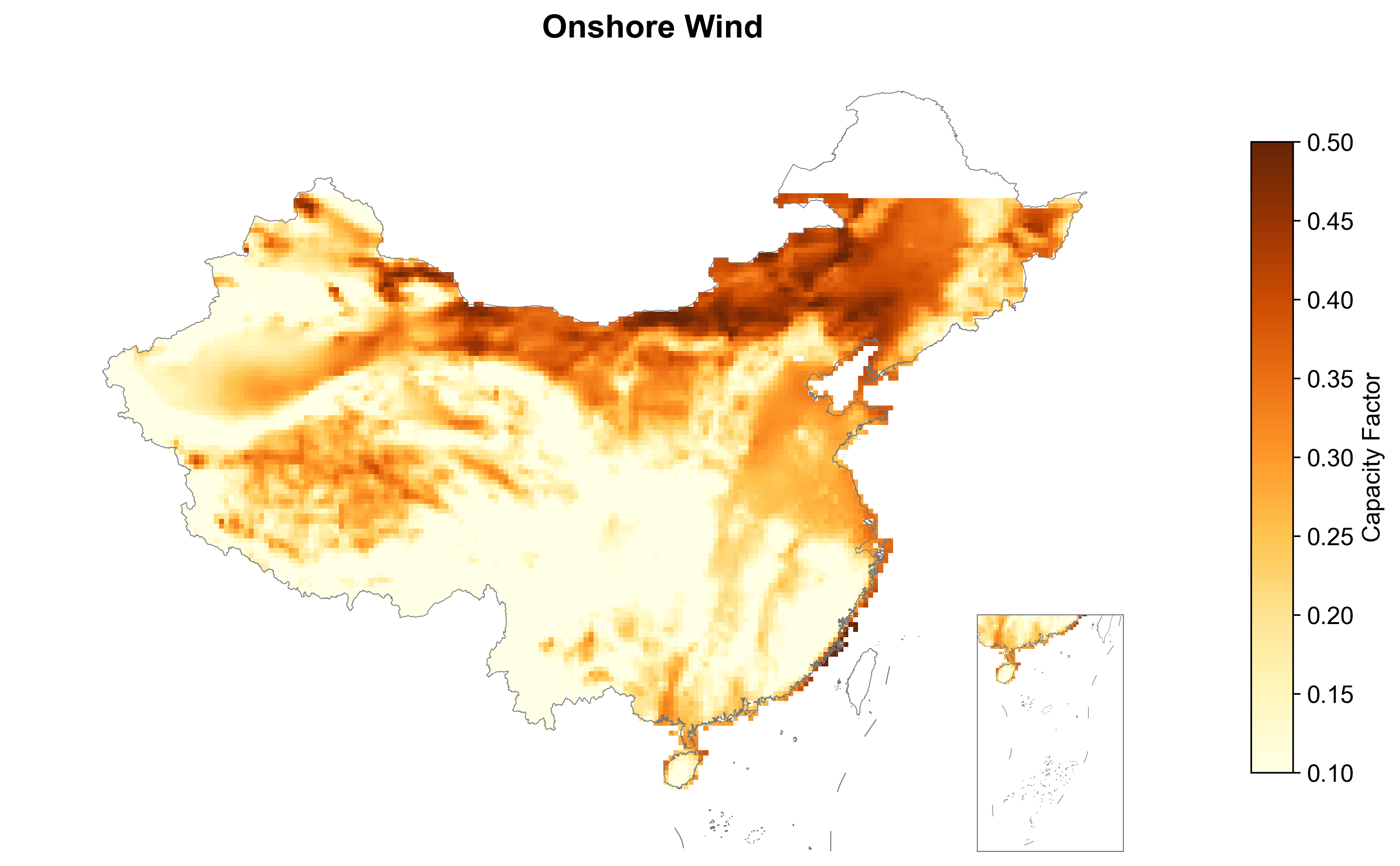 China Hourly Onshore Wind Profiles (2015): data visualization